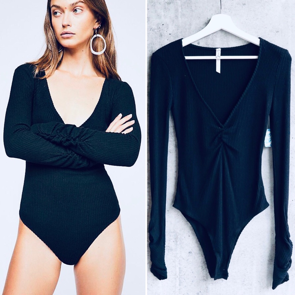 Free People - Black Long-sleeve Bodysuit